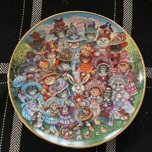2 Bill Bell Holiday Decor Cat Plates Easter & Christmas